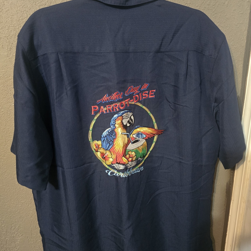 Navy Parrot Graphic Short-Sleeve Shirt